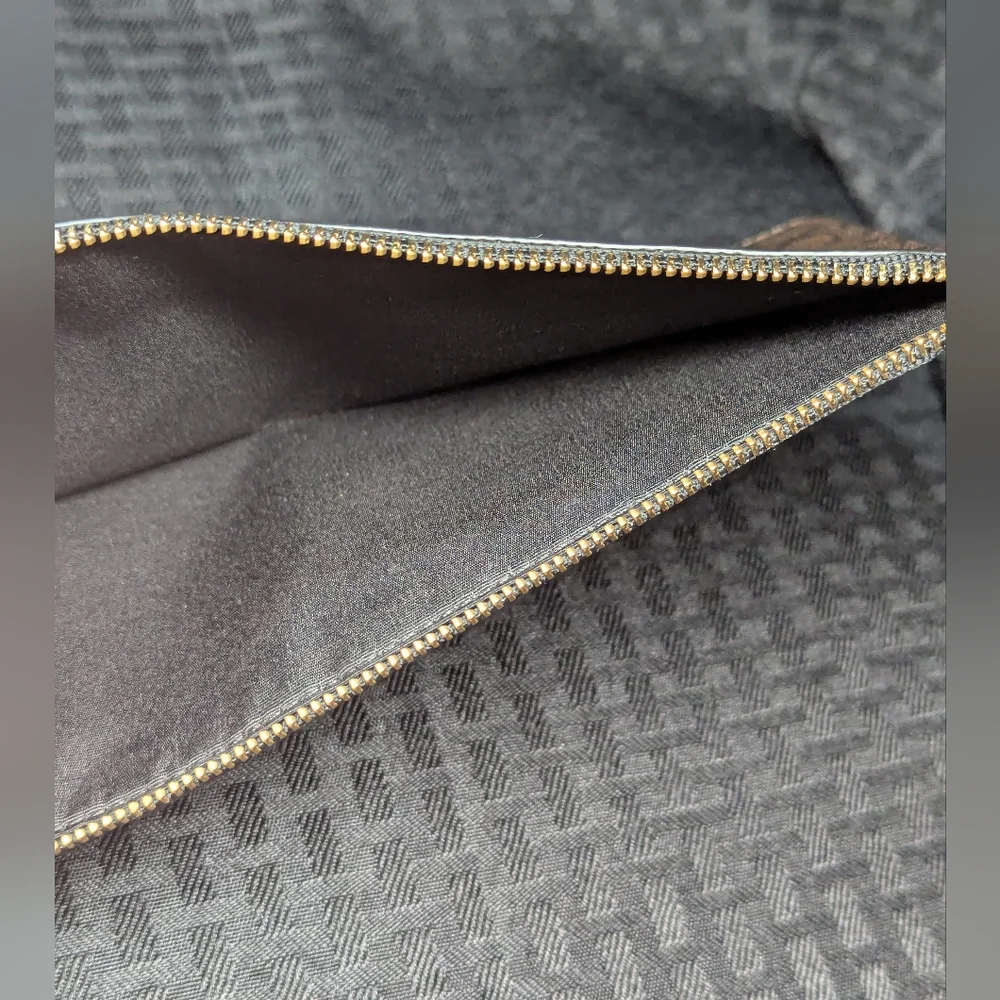 Dark Brown Leather Coach Long Pouch with Gold Accents. - Picture 4 of 4